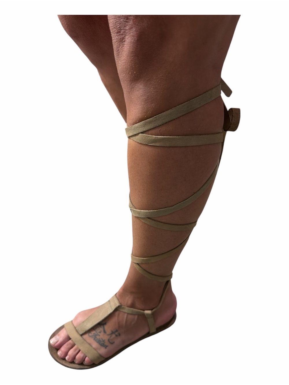🔥 Free People Lace-Up Gladiator Sandal in Olive Tan size 6 super stylish 🔥